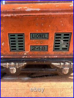 1920s LIONEL NO. 248 LOCOMOTIVE ENGINE, ORANGE 027 SCALE O GAUGE ELECTRIC