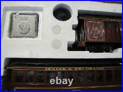 Bachmann G Scale Big Hauler, old west steam engine (4-6-0), tender, and 2 cars
