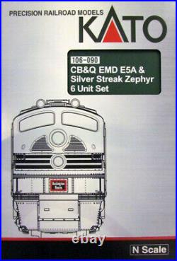 KATO 106090 N SCALE CB&Q E5A Silver Streak Zephyr LOCOMOTIVE & 5 CARS 106-090