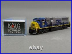 Kato 176-6308 N Scale CSX SD70MAC Diesel Locomotive #734 LN/Box