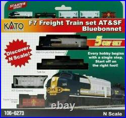 Kato New 2021 N Scale Santa Fe Bluebonnet F-7 Train Set 5 Pieces 1066273