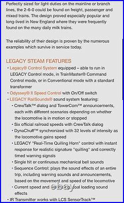 Lionel Legacy Central Vermont 2-6-0 Mogul Steam Engine 6-84070 Locomotive Scale