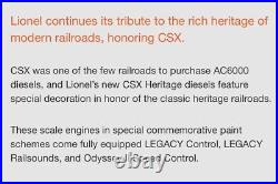 Lionel Legacy Csx Heritage Ac6000 Diesel Engine Locomotive 6-38414! O Scale