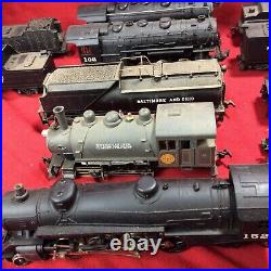 Lot of 11 Train engines, 11 tenders Ho Scale, Santa Fe, Baltimore and OHIO
