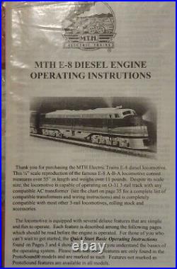 MTH O Scale Premier E-8 ABA Diesel Engine Set Rock Island With Proto-Sound