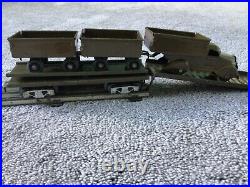 Marx prewar RARE ARMY 4 1/2 Truck + 2 ARMY Trailors + ARMY Ramp Car + Ramp