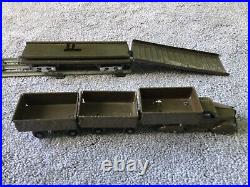 Marx prewar RARE ARMY 4 1/2 Truck + 2 ARMY Trailors + ARMY Ramp Car + Ramp