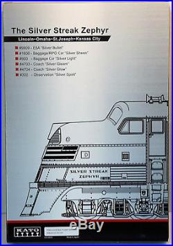 N Scale KATO'EMD E5A & Silver Streak Zephyr 6 Unit Set' WithDCC Item #106-090-DCC