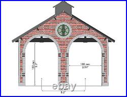 O Gauge Steam Era Engine House Kit (Long version, pre-painted) for Model Train