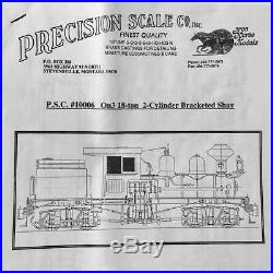 PRECISION SCALE psc On3(18) class B 18-Ton wood burner Shay Locomotive