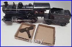 VINTAGE BING TRAIN SET WithCAST IRON LOCOMOTIVE & TIN PLATE CARS