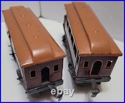 VINTAGE BING TRAIN SET WithCAST IRON LOCOMOTIVE & TIN PLATE CARS