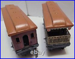 VINTAGE BING TRAIN SET WithCAST IRON LOCOMOTIVE & TIN PLATE CARS